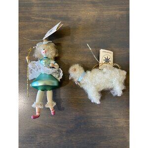 Rare Christopher Radko Mary and her Lamb Blown Glass Ornaments.